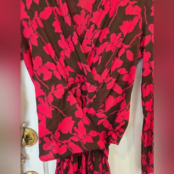 Diane Von Furstenberg Pink Brown Brenda Wrap Dress Medium - Picture 6 of 10
